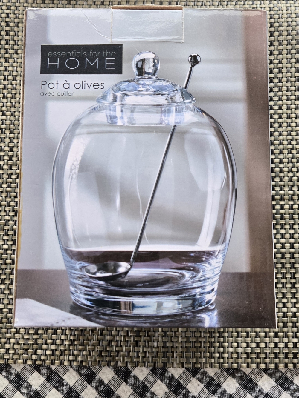 Home Essentials Clear Glass Olive Pot with Spoon